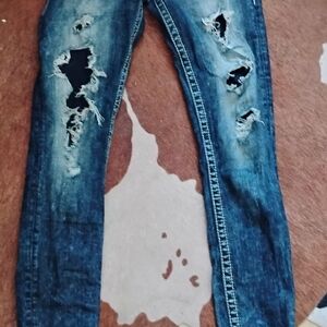 Women's Distressed Blue Jeans